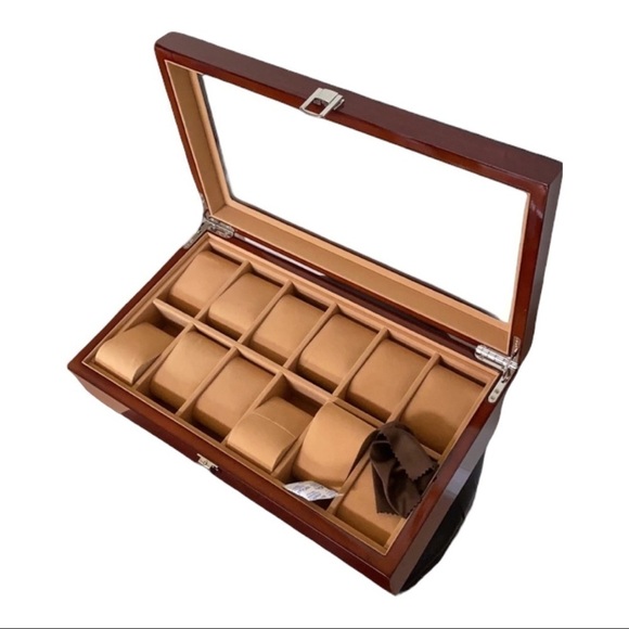 Solid Wood Jewelry Box With Glass Top GIFTABLE 14.5 x 8.25 x 3.25 New in… - Picture 2 of 7